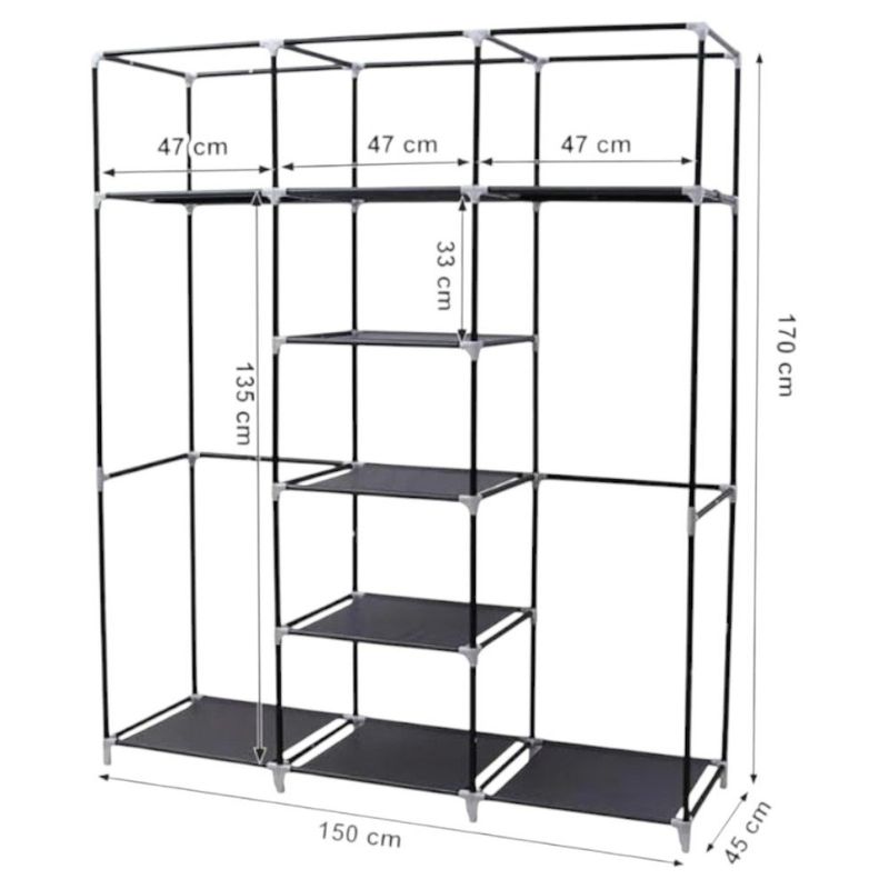guarda-roupa montável 3 estantes top rio 125x42x170cm trc0719 (mp)