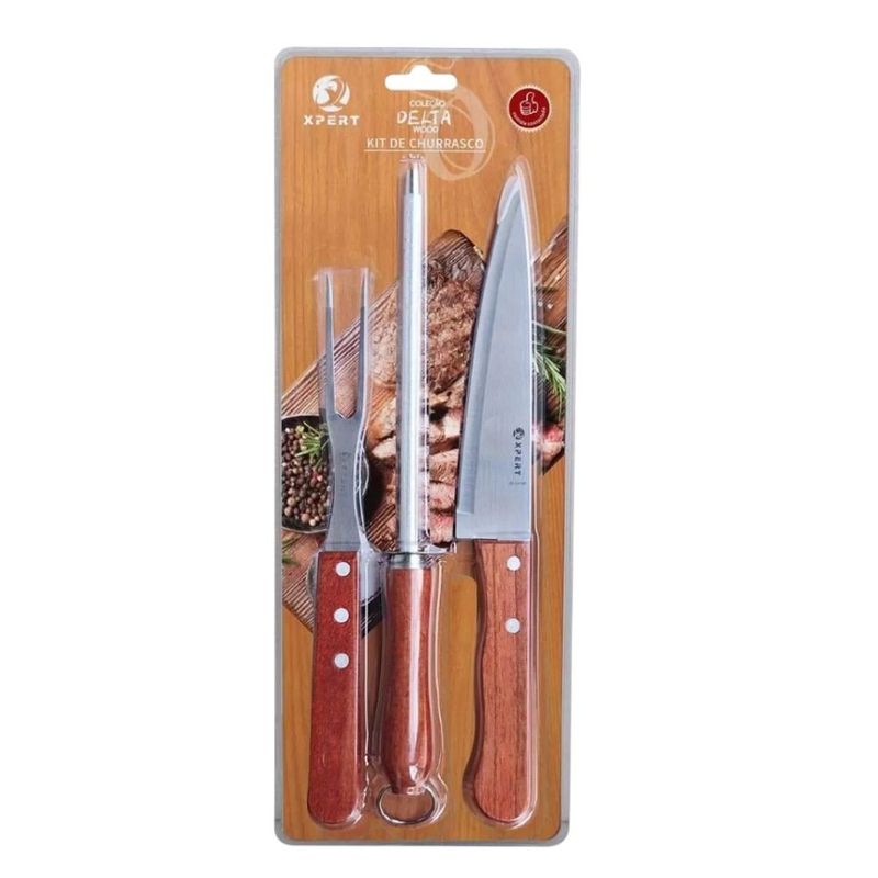 conjunto para churrasco xpert 3 peças xl24168 (mp)