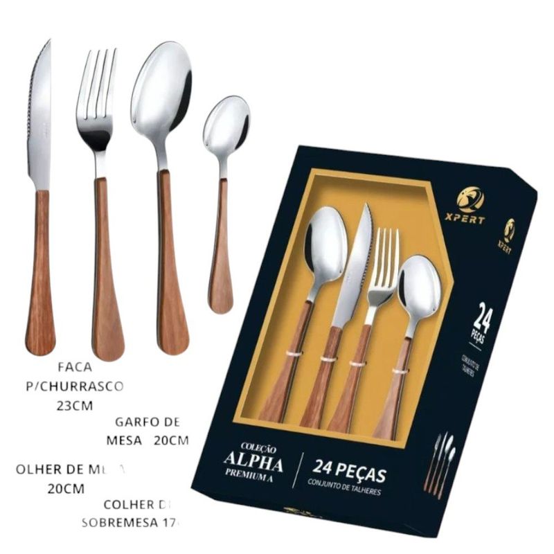 conjunto de talheres xpert inox 24 peças xl24001 (mp)