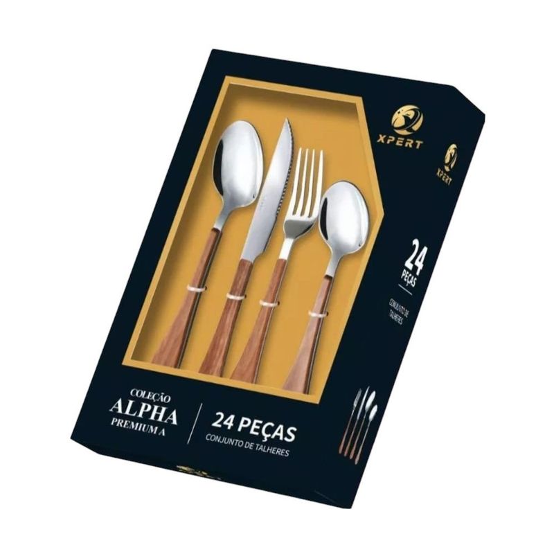 conjunto de talheres xpert inox 24 peças xl24001 (mp)