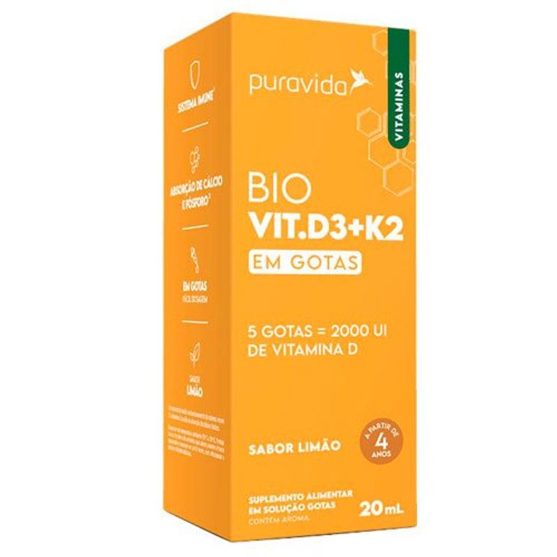 suplemento alimentar puravida bio vit.d3+k2 20ml