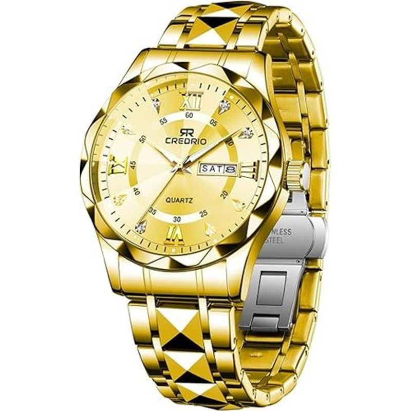 relógio masculino credrio aço inoxidável dourado a-bi