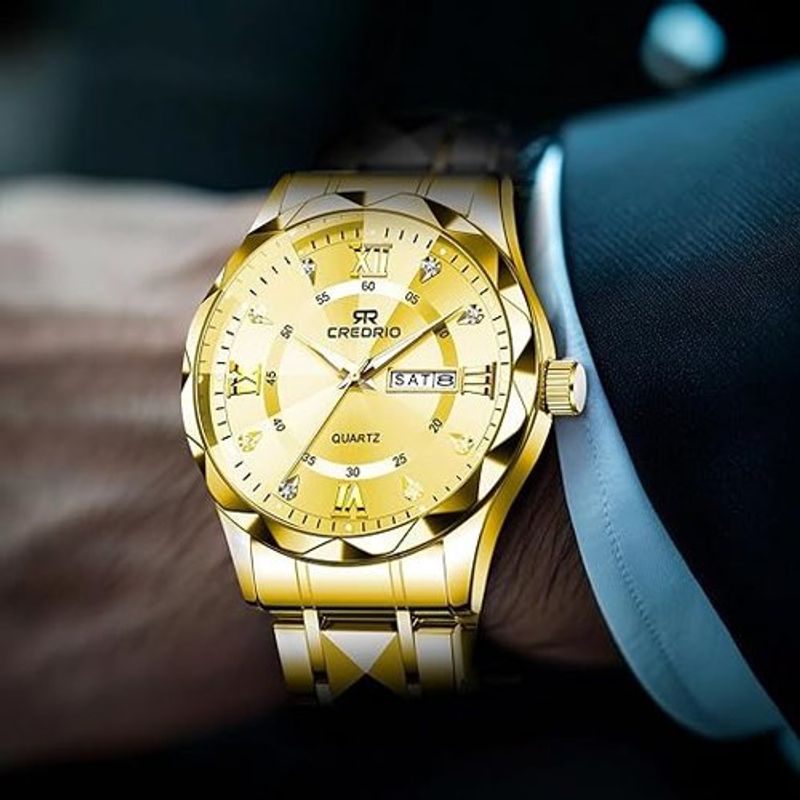 relógio masculino credrio aço inoxidável dourado a-bi