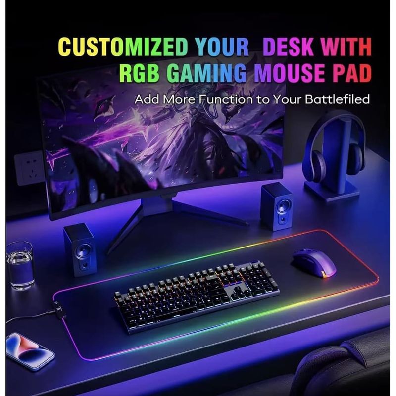 mousepad gamer generic com led preto a-bi