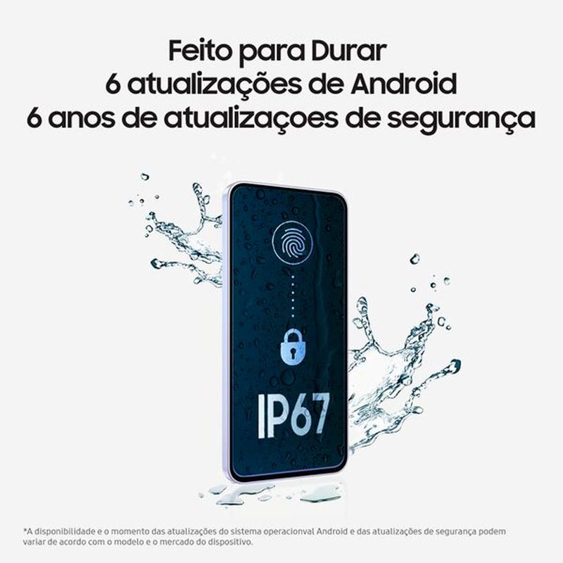 smartphone samsung a36 5g 128gb violeta tela 6.7" câmera 50mp 6gb ram