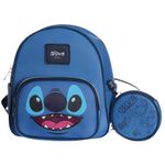 mini mochila stitch zonacriativa com bolsinha azul pvc (mp)