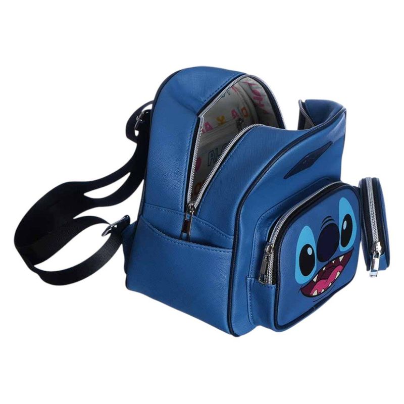 mini mochila stitch zonacriativa com bolsinha azul pvc (mp)