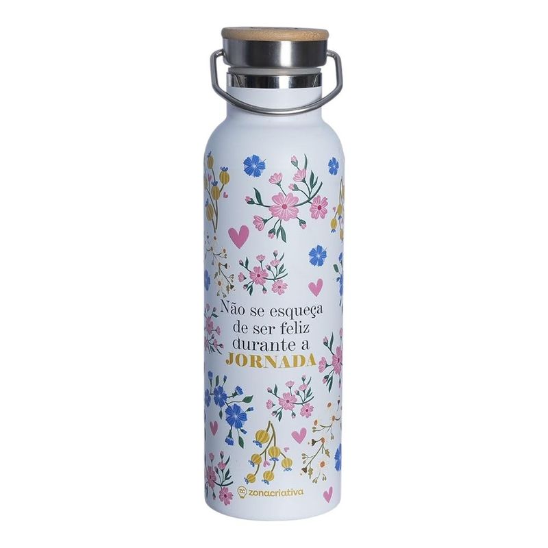 garrafa camp zonacriativa 600ml motivacional floral (mp)