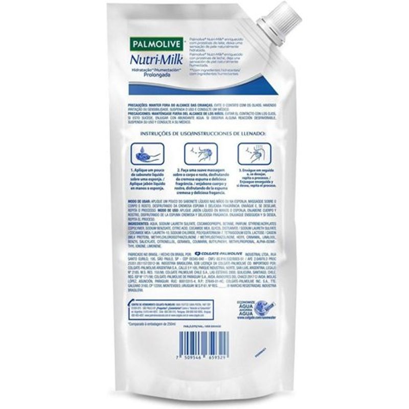 sabonete líquido palmolive nutrimilk refil 500ml