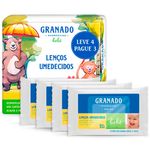 kit lenço umedecido granado bebê tradicional 4 pacotes 50 unidades