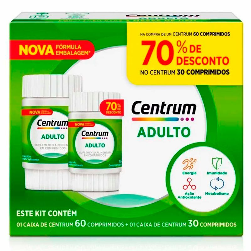 kit polivitamínico centrum a-z adulto 60+ 30 comprimidos haleon