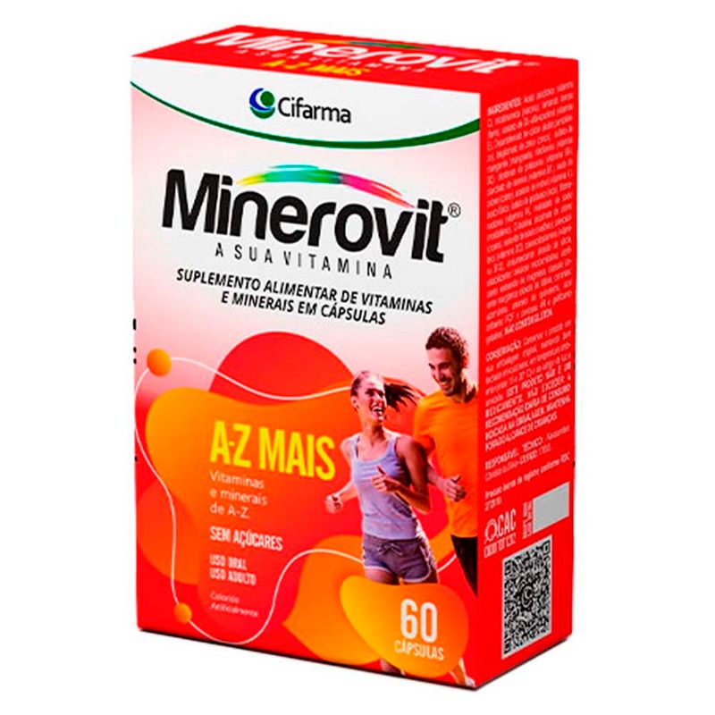 minerovit a-z mais suplemento vitaminas e minerais 60 cápsulas cifarma