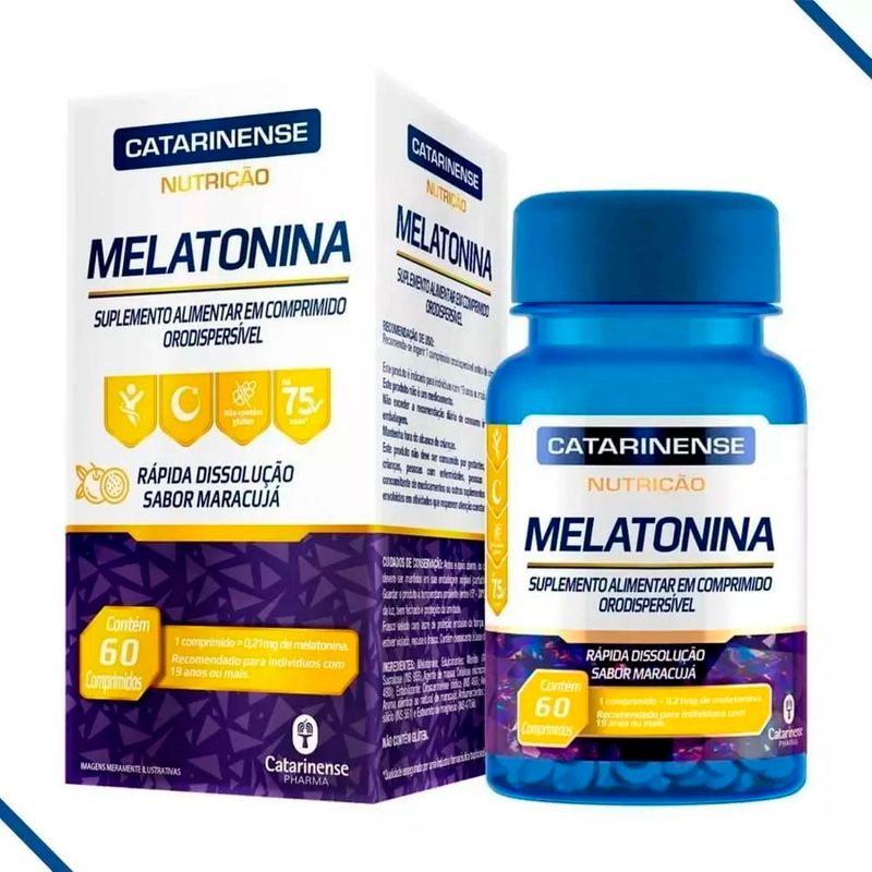 melatonina 0,21mg 60 comprimidos orodispersível sabor maracujá catarinense nutrição