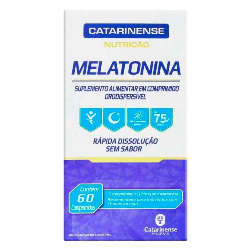 melatonina 0,21mg 60 comprimidos orodispersível sem sabor catarinense nutrição
