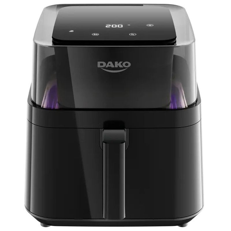 fritadeira dako air fryer forno 6 litros digital transparente preto