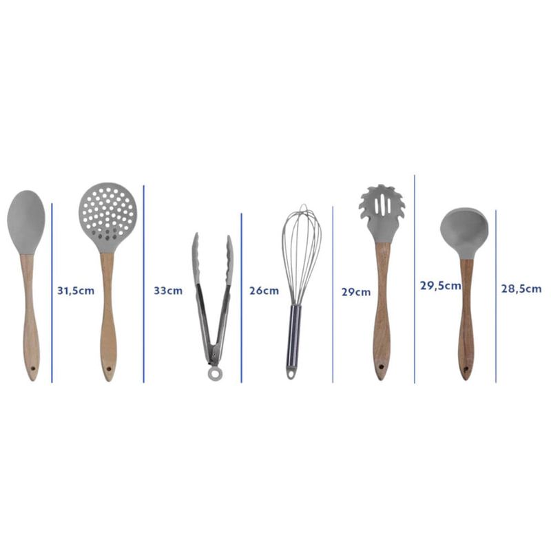 kit utensílios para cozinha wincy 6 peças cla03324 sortido (mp)