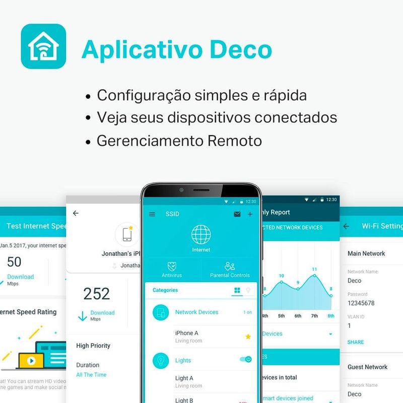 roteador wi-fi tp-link deco ac 1300mbps mesh gigabit m5 2 unidades (mp)