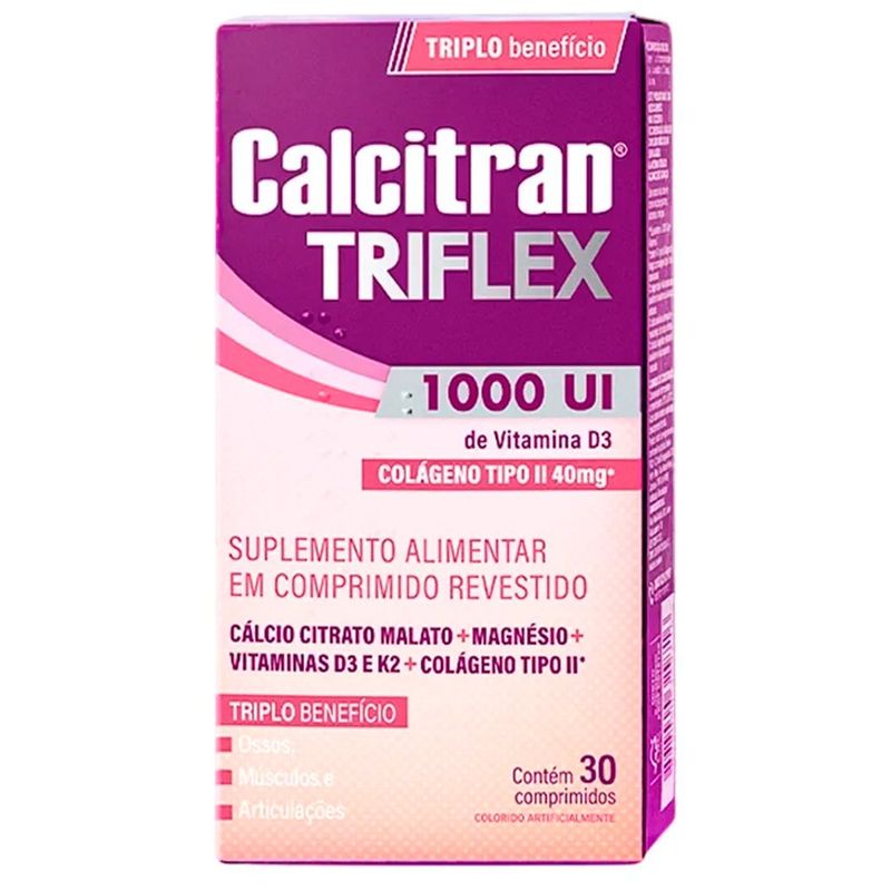 calcitran triflex 1000ui 60 comprimidos revestidos cálcio magnésio vit d3 k2 colágeno
