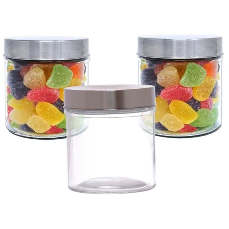 jogo 3 peças pote hauskraft de vidro sabrina 350ml