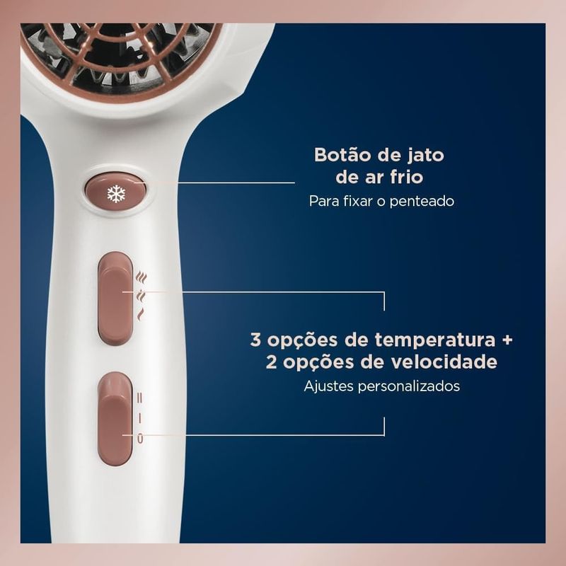 secador de cabelo conair com difusor double ceramic 1900w 127v branco