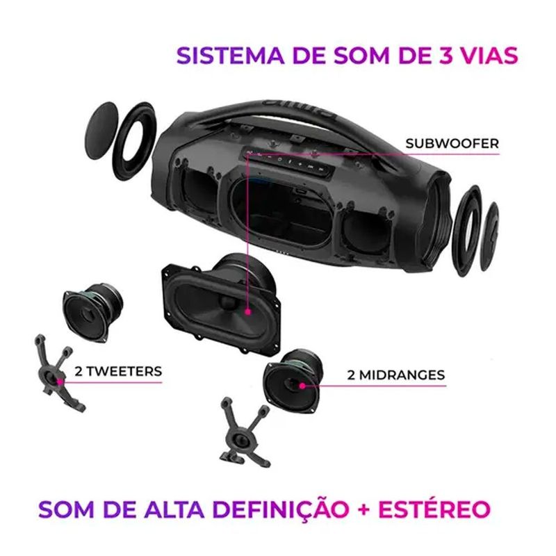 caixa de som boombox aiwa aws-bbs-01-b 4899-01 bivolt (mp)