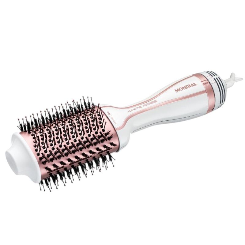 escova secadora mondial bivolt branco e rose gold es-50 (mp)