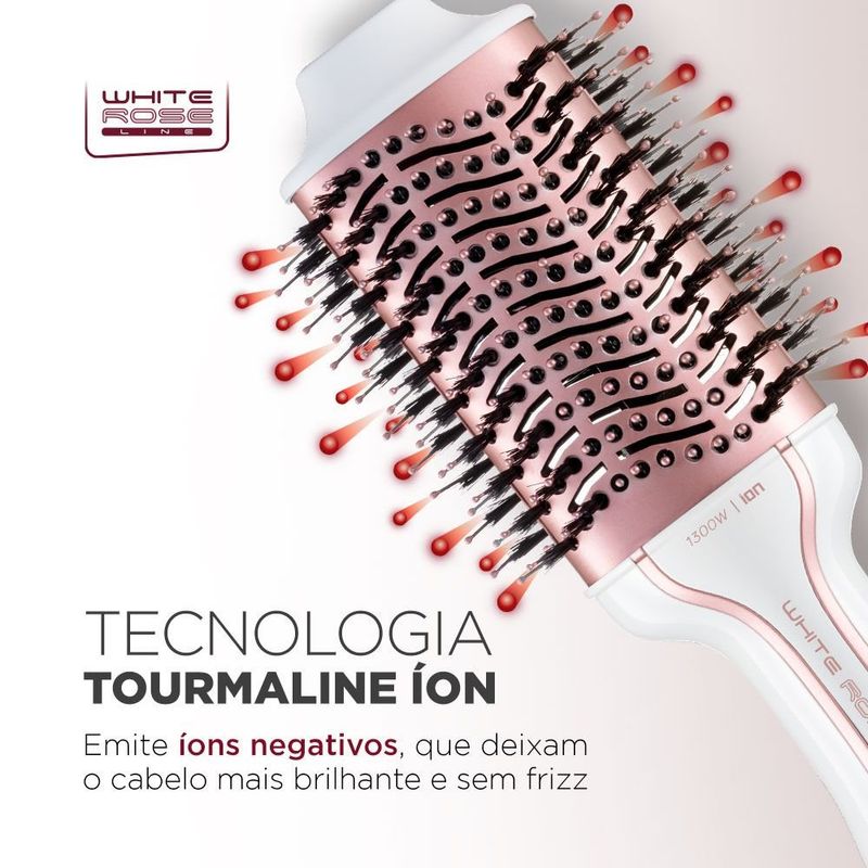 escova secadora mondial bivolt branco e rose gold es-50 (mp)