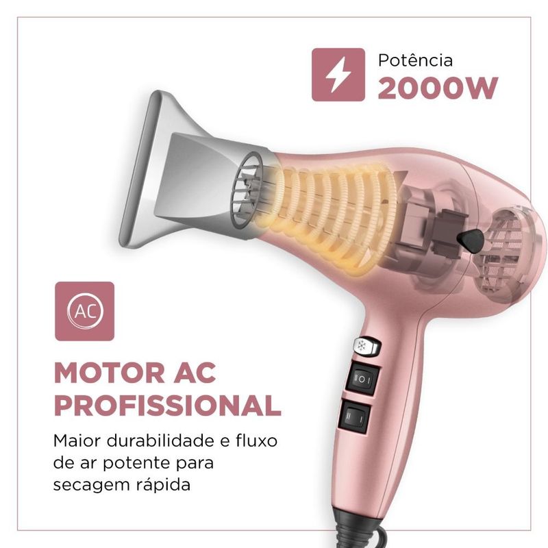 secador de cabelo mondial by juliette 2000w 127v golden rose scp-ju-01 (mp)