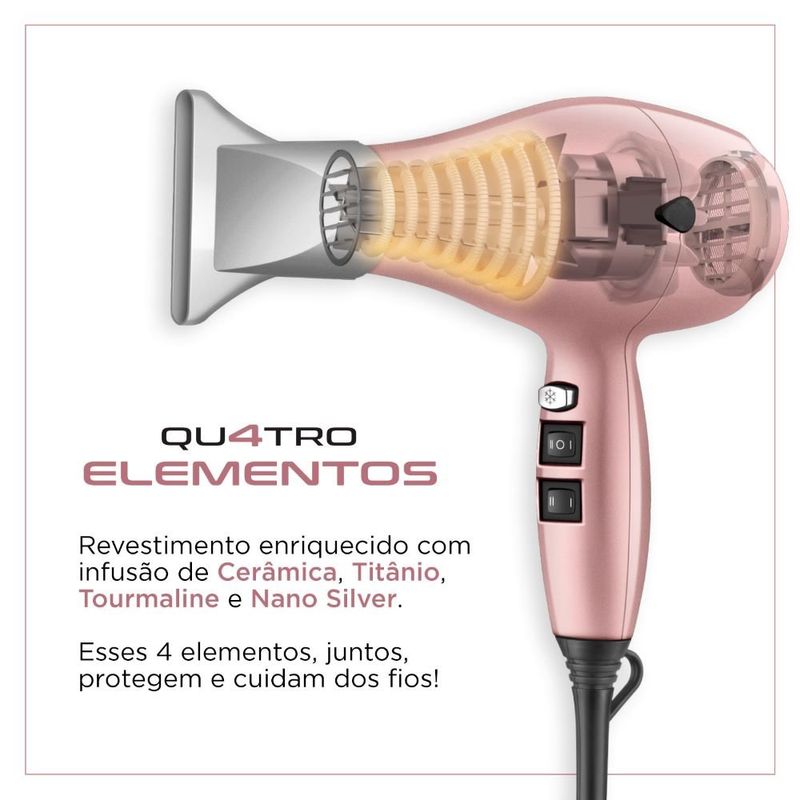 secador de cabelo mondial by juliette 2000w 127v golden rose scp-ju-01 (mp)