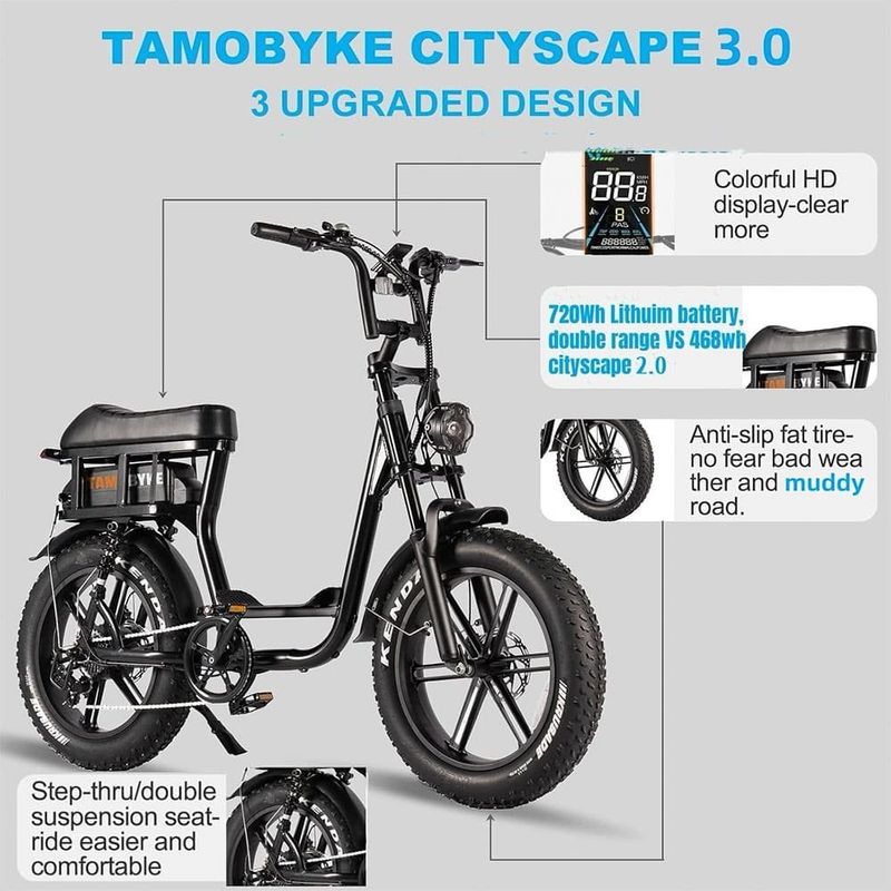bicicleta elétrica ciclomotor 2000w 33mph tamobyke preto a-bi
