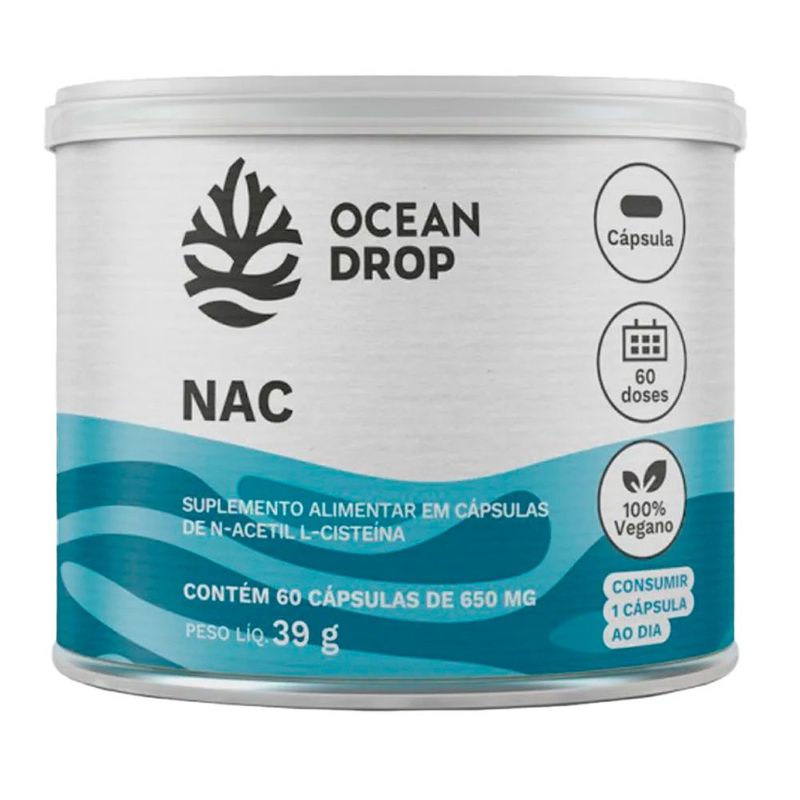 nac n-acetil l-cisteína 650mg 60 cápsulas ocean drop