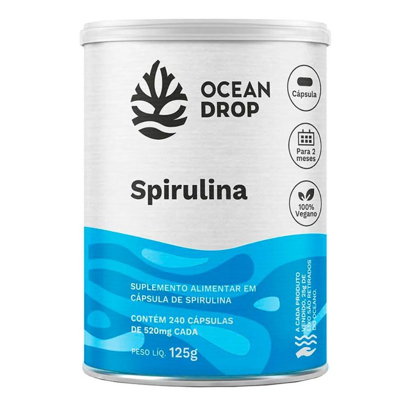 spirulina 520mg 240 cápsulas ocean drop