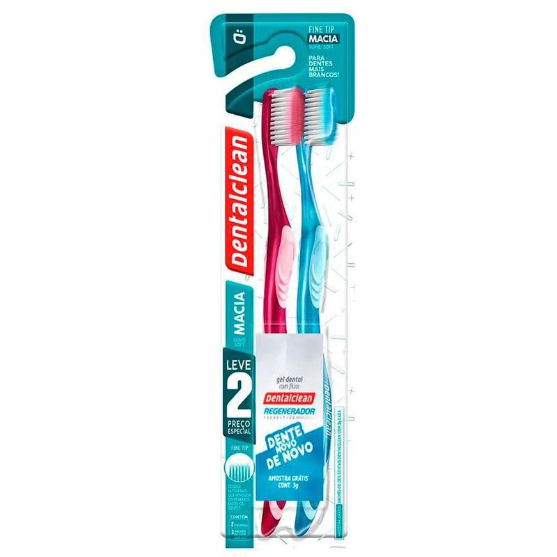 escova dental fine tip dental clean macia 2 unidades
