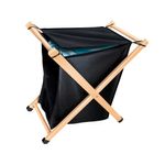 cesto de tecido secalux com suporte de madeira 50l 0,69x0,61x0,38cm preto 301051 (mp)