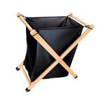 cesto de tecido secalux com suporte de madeira 50l 0,69x0,61x0,38cm preto 301051 (mp)