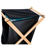 cesto de tecido secalux com suporte de madeira 50l 0,69x0,61x0,38cm preto 301051 (mp)