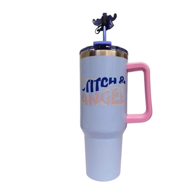 copo térmico zonacriativa stitch e angel canecão tumblr com pingente 1,15l azul 6399 (mp)