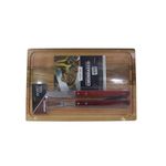 kit 3 peças tábua para churrasco 45x30cm port sul com garfo e faca 311 (mp)