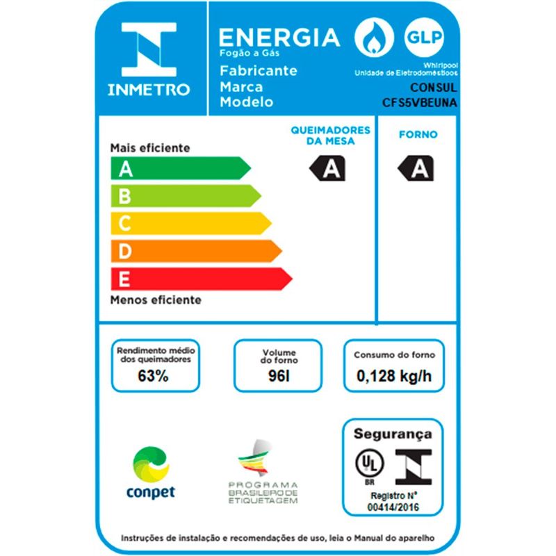 fogão 5 bocas consul preto cf5svbeuna