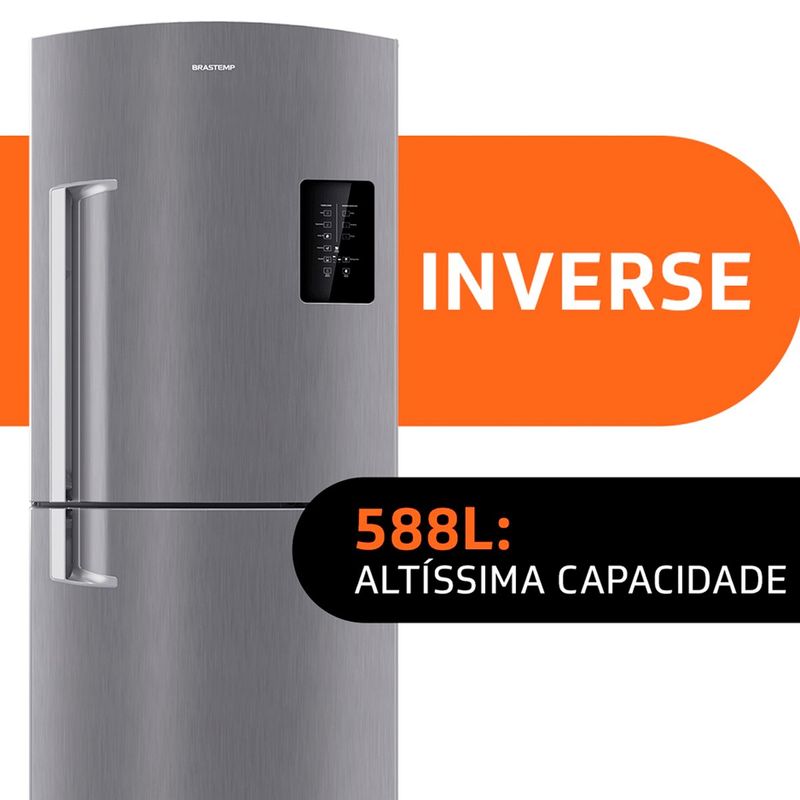 geladeira brastemp frost free duplex inverse smart bar 588 litros inox bre85ak