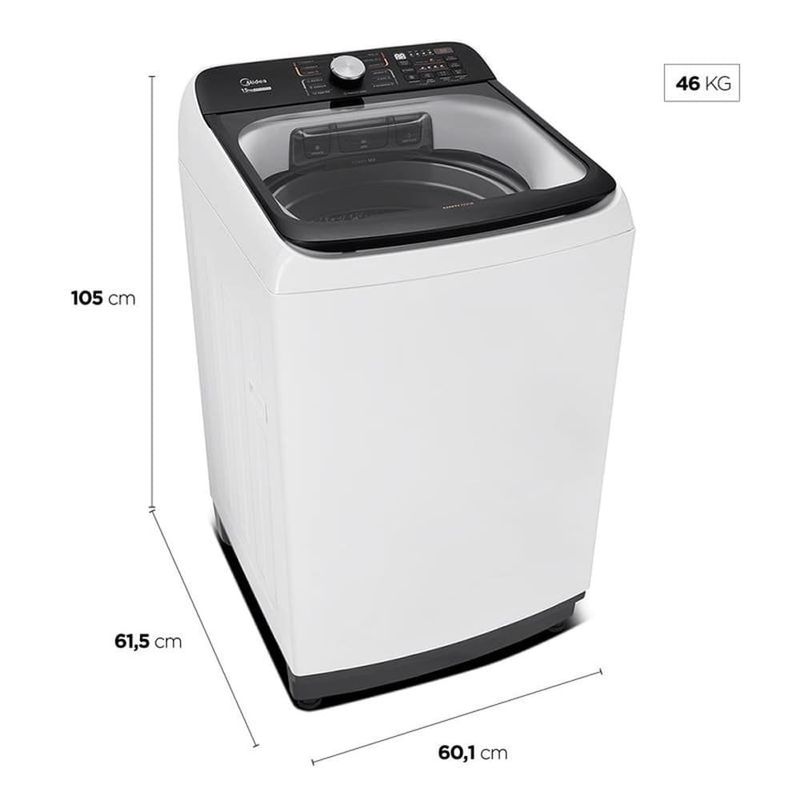 máquina de lavar 15kg midea top load wave agitator 127v branco