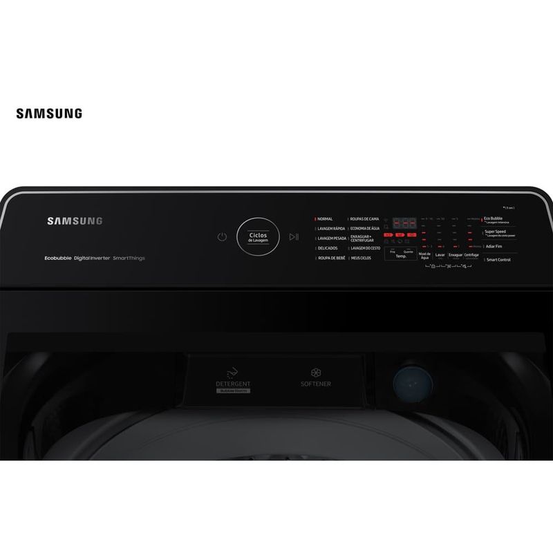 lavadora 17kg samsung smart digital inverter 127v preto wa17cg