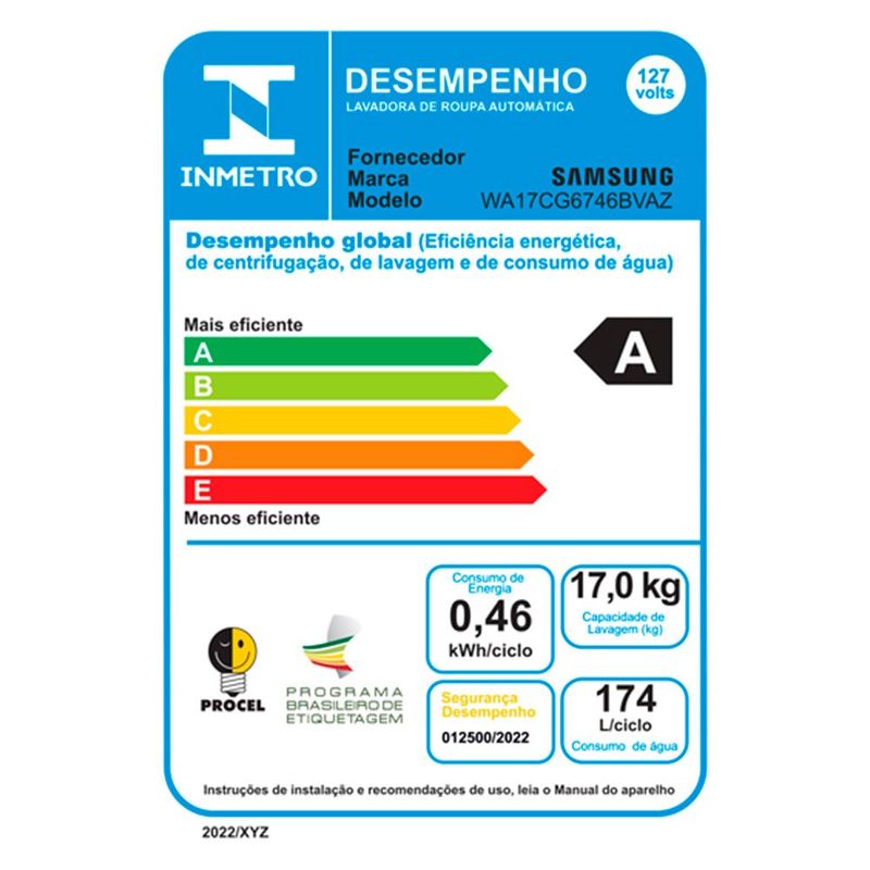 lavadora 17kg samsung smart digital inverter 127v preto wa17cg