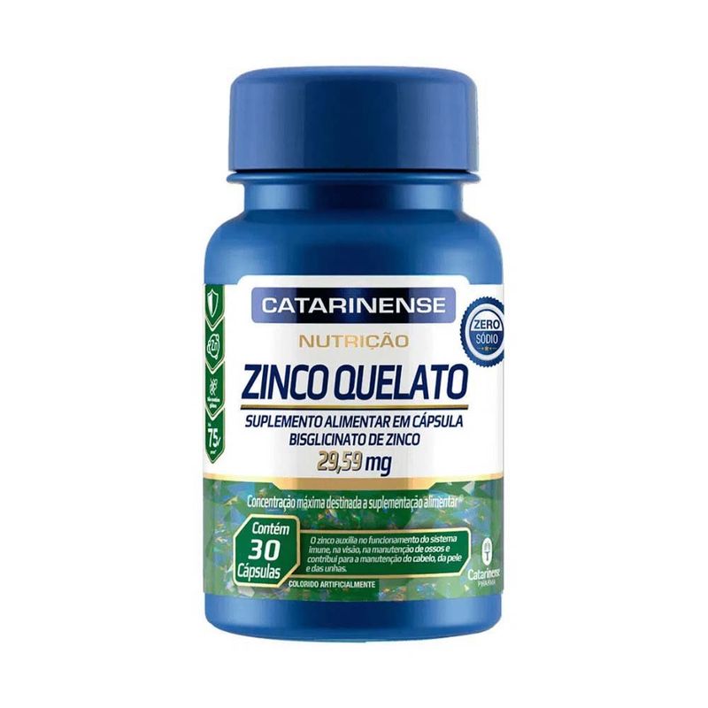 zinco quelato 29,59mg 30 cápsulas catarinense