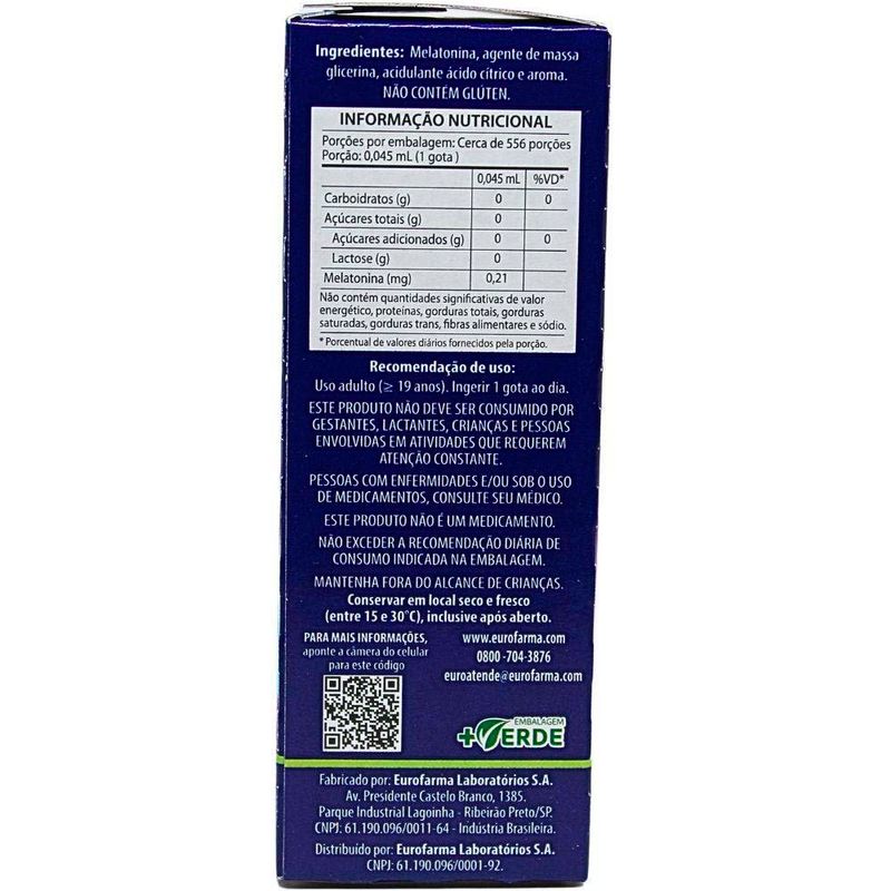 melatonina 0,21mg 25ml solução gotas sabor menta eurofarma