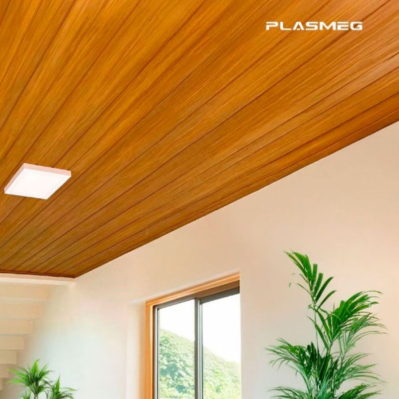 forro pvc canelado 6m 8mm peça 1,2m² cerejeira rajado - plasmeg (mp)