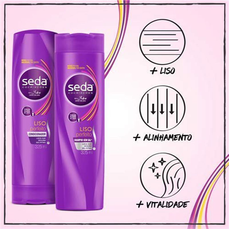 shampoo seda liso perfeito sem sal 325ml