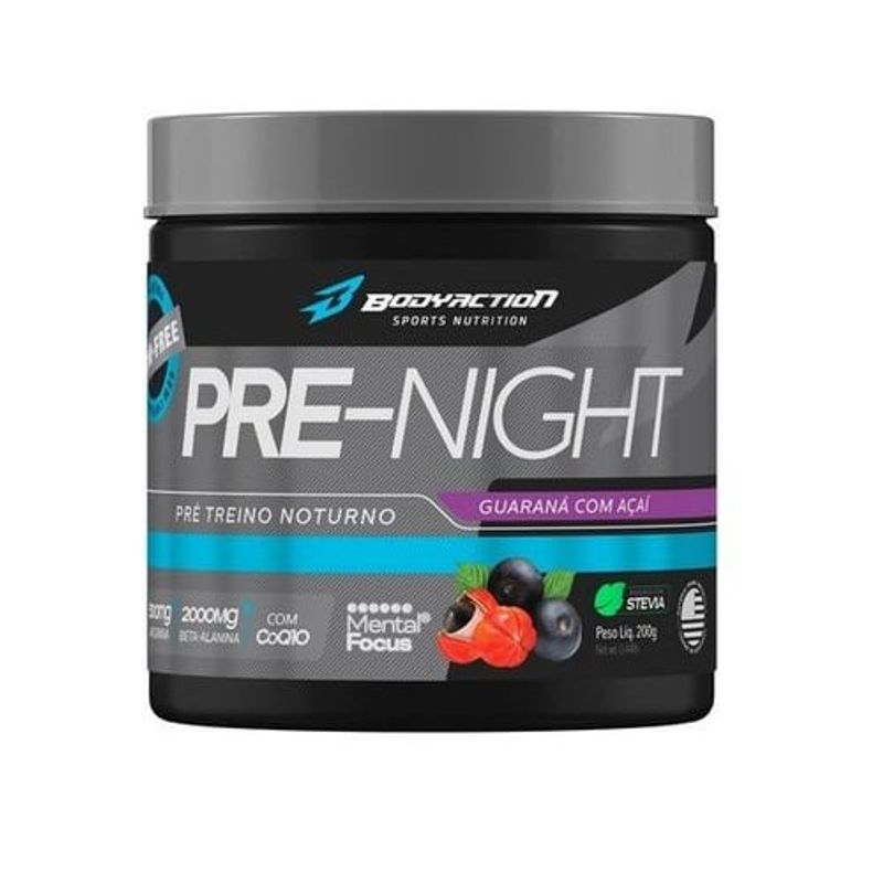 suplemento pré-treino pre-night guaraná body action 200g