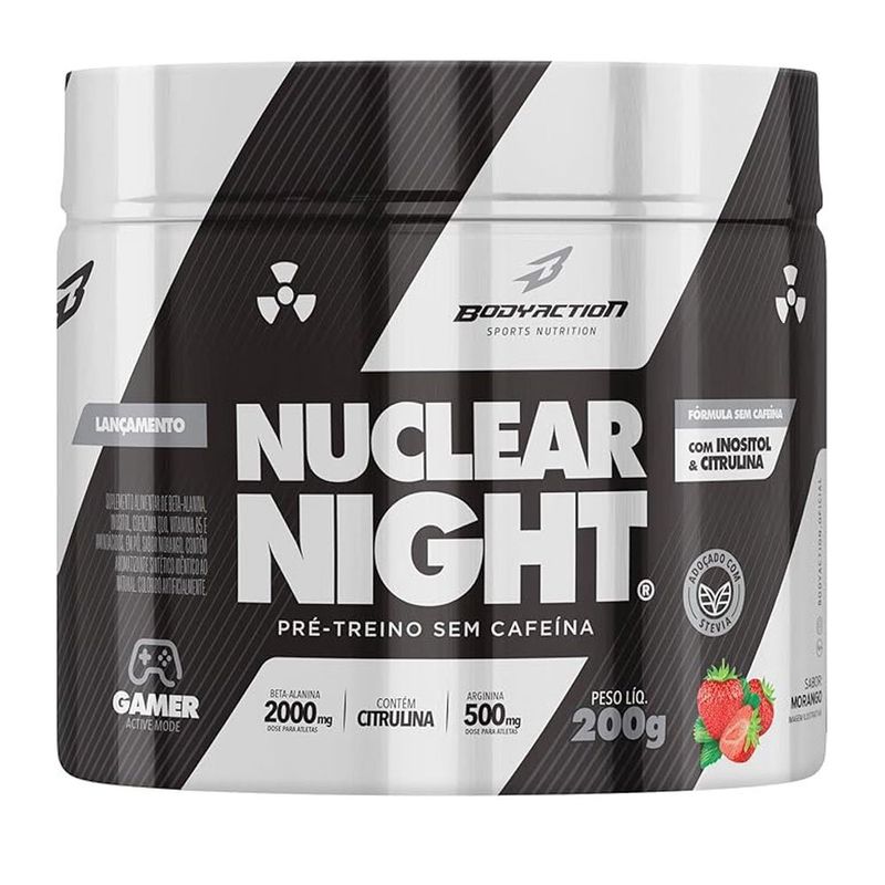 pré-treino nuclear nigth bodyaction sabor morango 200g