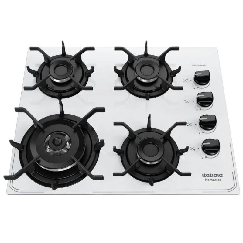 cooktop 4 bocas itatiaia tripla chama itamaster vidro temperado bivolt branco (mp)